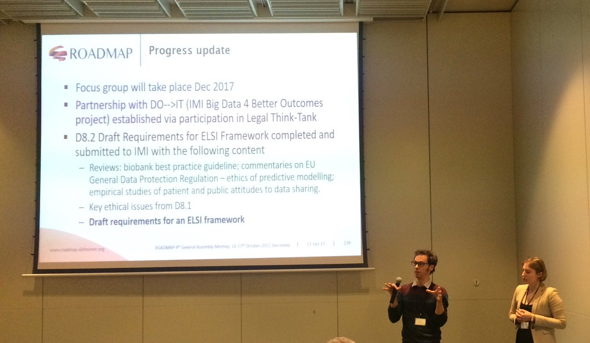 IMI2_ROADMAP's tweet photo. Last but not least an update on the work from our ethical, legal and social workstream by Andrew Turner and Zuzanna Anghern #roadmap4GA https://t.co/b2x1n3iEKk