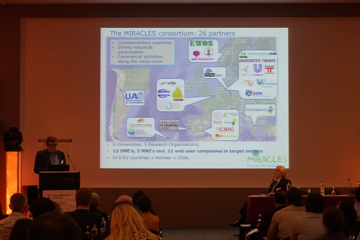 DFactoryFP7's tweet photo. Hans Reith introducing the multidisciplinary consortium of @miraclesproject - #algae #biorefinery for #Europe https://t.co/RGpFurWbZR