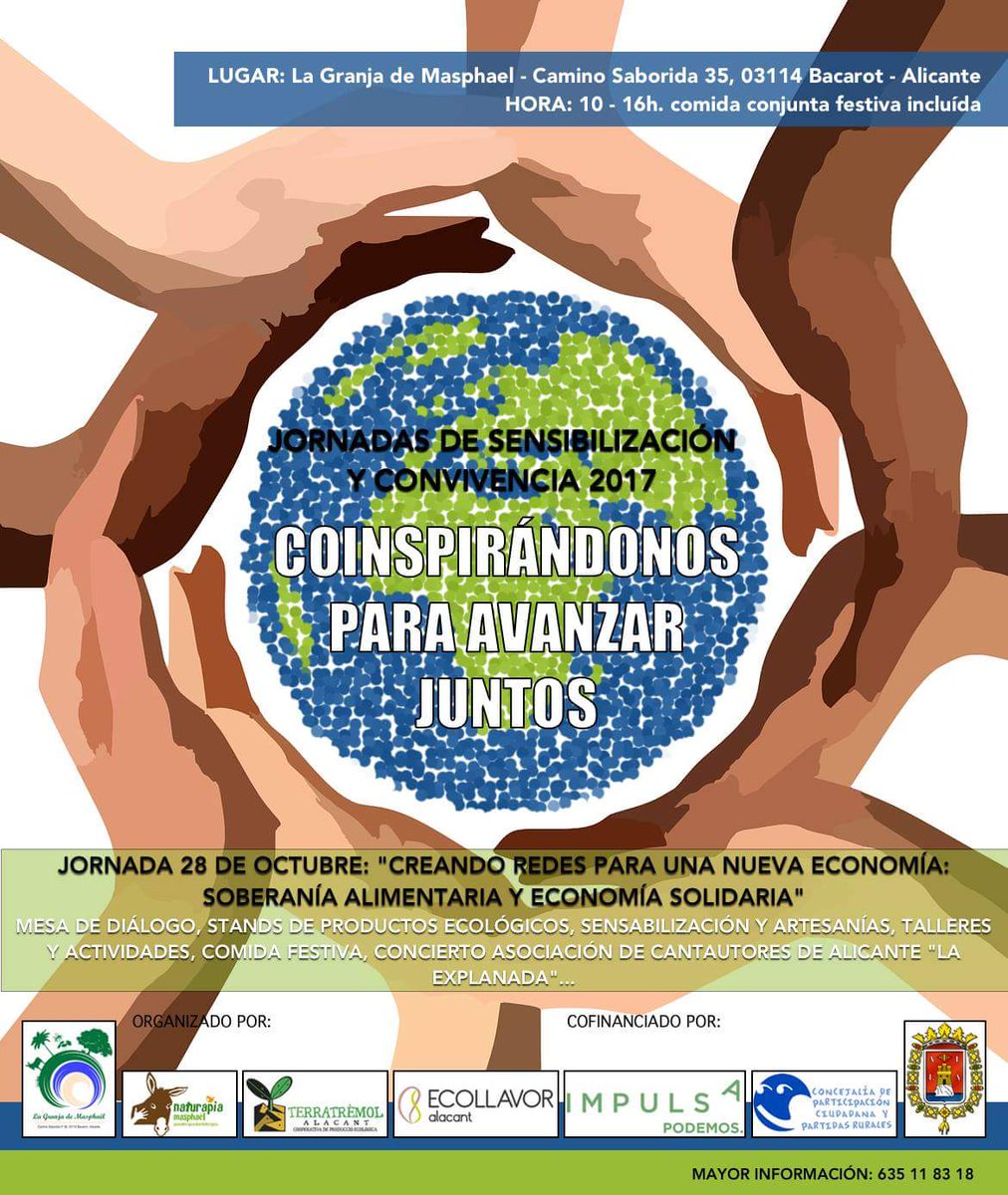 Asinoterapia's tweet photo. 6° Jornada: 28oct. con el tema #SoberaniaAlimentaria y #EconomiaSolidaria en #lagranjademasphael. @PodemosImpulsa 

https://t.co/8hE2ozFtbV https://t.co/43xuaZnmj2