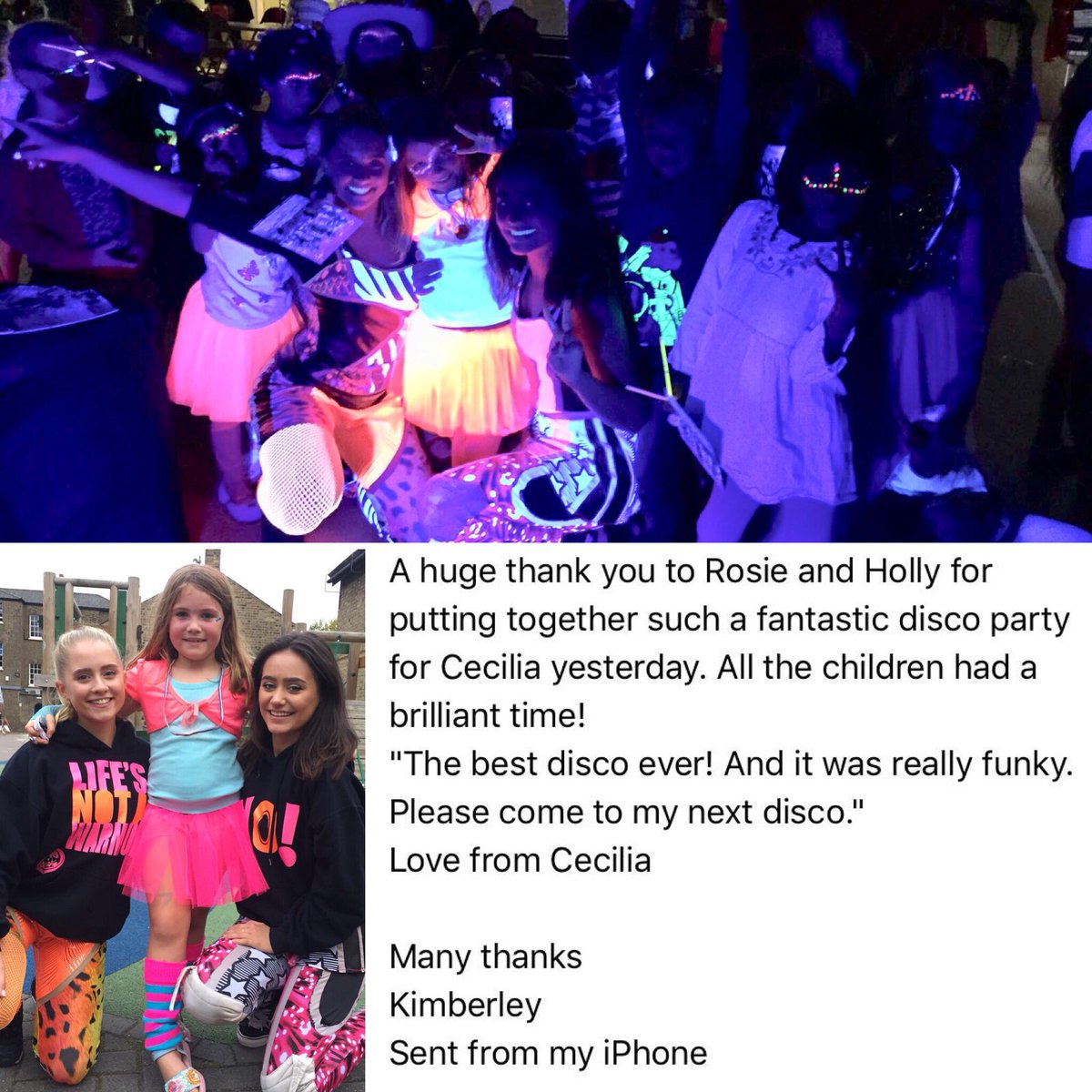 funkychickparty's tweet photo. We had the FUNKIEST time with Cecilia &amp; friends at her crazy #Neon #Dancingdisco #Themedparty THANK YOU so much for this amazing feedback 💙💚💜❤️ #Funkychicks #kidsparty #Neonparty #Kidsentertainers #Mobilekidsparties #Blackheath #Lewisham #Netmums #London #BeckBromFL https://t.co/UAG9YuurTb