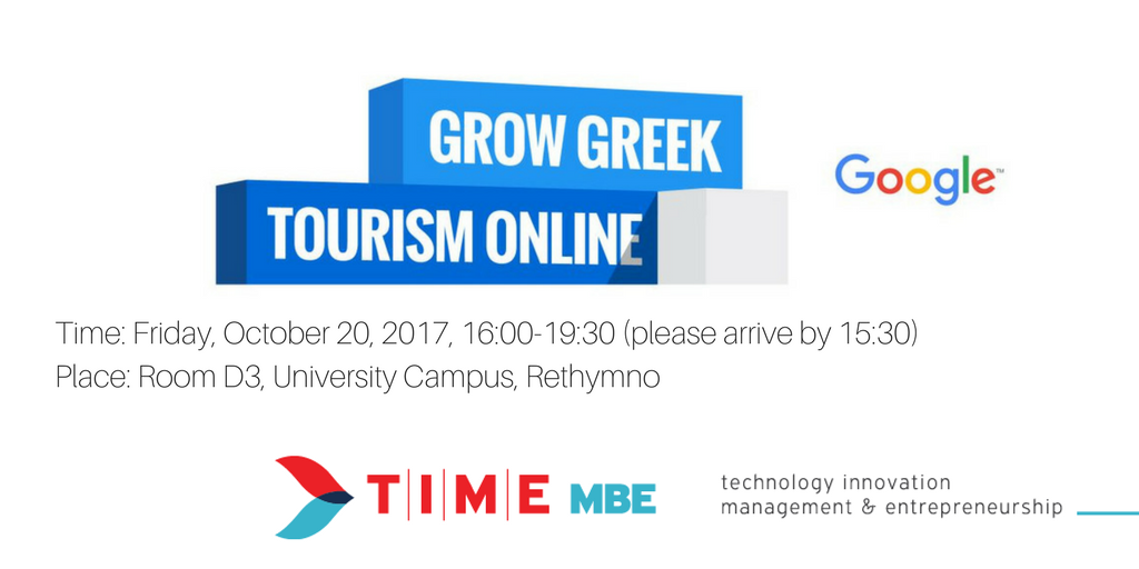 <a href="/TIME_MBE/">TIME MBE</a> invites you to a free workshop on digital marketing offered by the successful Google-supported initiative GrowGreekTourismOnline.