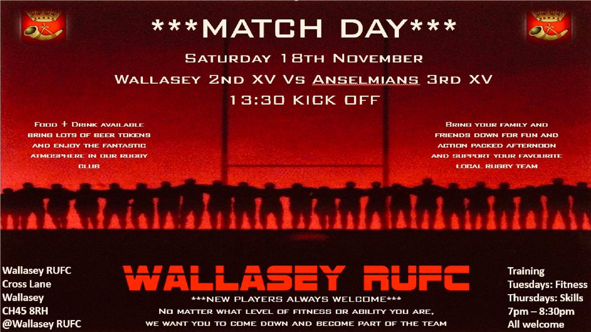WallaseyRUFC's tweet photo. The Maverick's are coming 
@Anselmians 
#socialrugby
#vetsrugby https://t.co/C6L3bFWgwZ