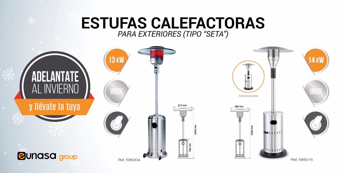 eunasa's tweet photo. Es hora de empezar a pensar en el #frio .@Eunasa ofrece #estufascalefactoras para las zonas descubiertas #hosteleria
https://t.co/znUK0s5578 https://t.co/UGvfpFTuoK