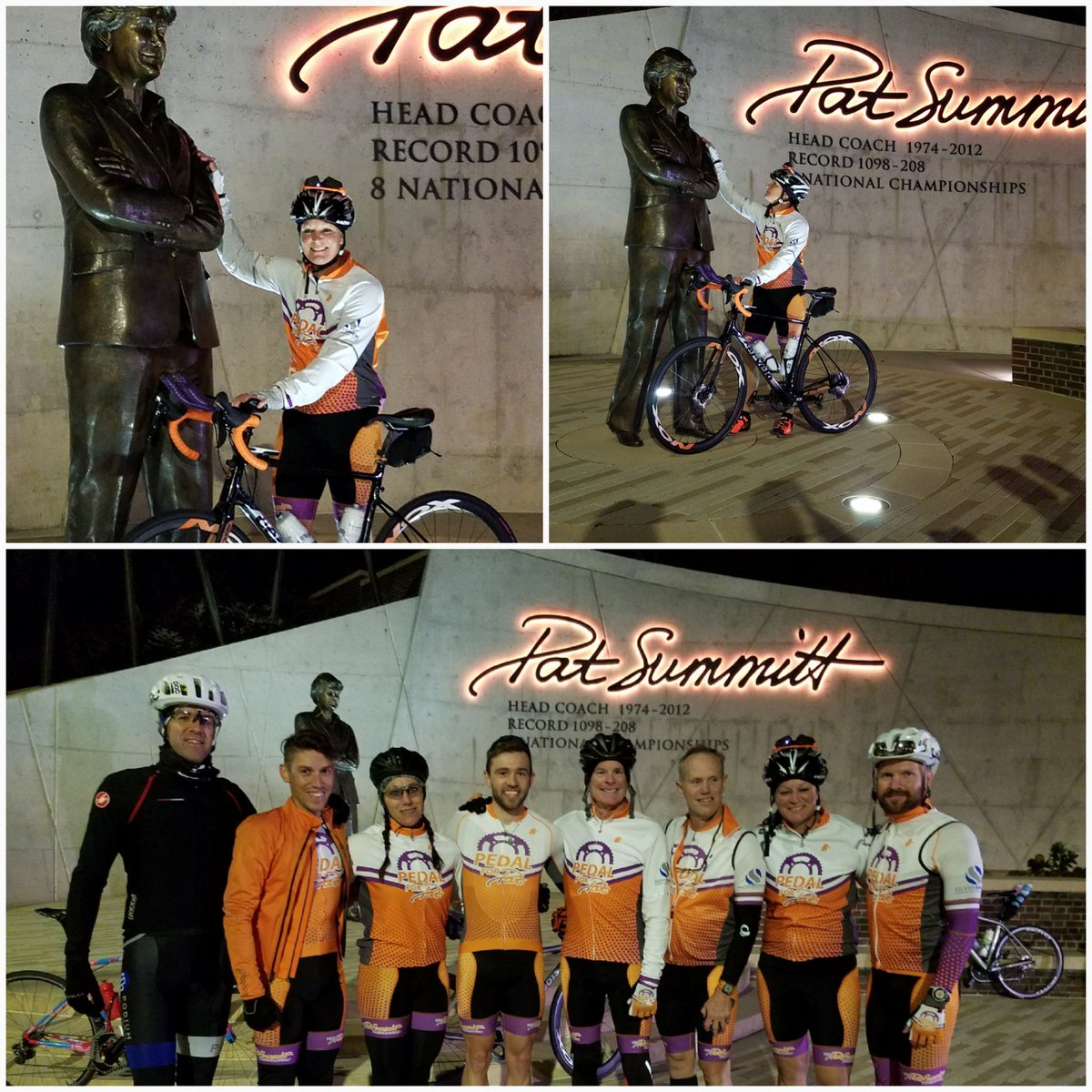 mmarciniak3's tweet photo. The day has arrived! One last huddle with my Coach @patsummitt and #PedalforPat teammates. Time to ride #1098 🚴 @WeBackPat https://t.co/RUE485omga
