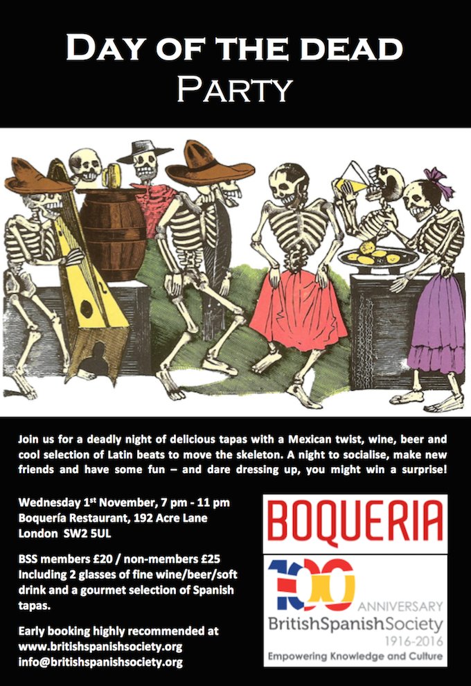 Book your tickets for the Day of the Dead Party! <a href="/BoqueriaTapas/">BOQUERIA</a> #BSS #DiaDLosMuertos #Fun #Friends