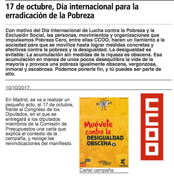 serviciosccoo's tweet photo. 17 de octubre, Día internacional para la erradicación de la Pobreza 
MANIFIESTO https://t.co/vOknS3quLU #StopPobreza #DesigualdadObscena https://t.co/G0dyInVEGj