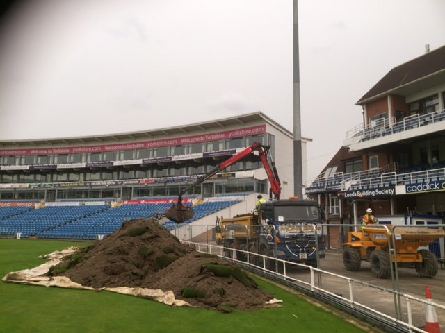 MoneBros's tweet photo. Mone Bros @YorkshireCCC #Headingley stadium again to extract top soil with #grabwagon and supply stone for ground maintenance #Leeds https://t.co/my4ro14tuk