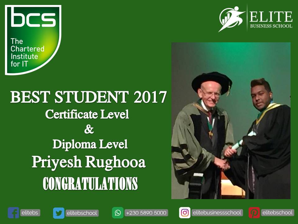 ELITEBSchool's tweet photo. #congratualtions Priyesh of #elitebusinessschool awarded with #beststudent #2017 for both the levels in #BCS program. #EliteLearningEliteWay https://t.co/W7tsx4BEYU