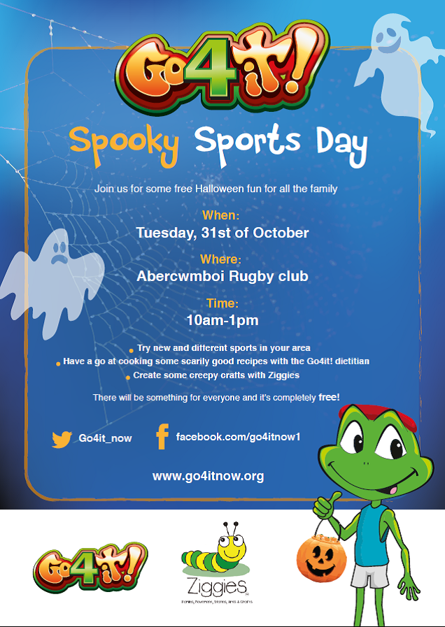 WeAreTrivallis's tweet photo. .@Go4it_now #Halloween 'Spooky Sports Day' at @AbercwmboiRFC #Aberdare. Free family fun, fancy dress optional. Read: https://t.co/jZHbx1CpDG https://t.co/qdnbH6K350
