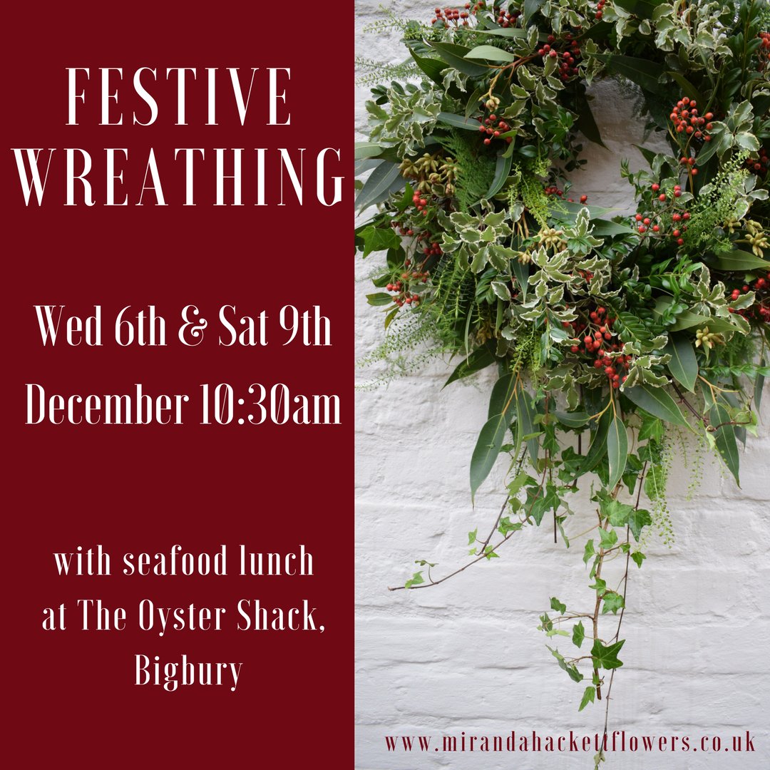 MirandaHackett's tweet image. Festive Wreathing at @theoystershack with 2 course seafood lunch Wed6th &amp;amp; Sat 9thDec 10:30am. £90pp. Bookings via @theoystershack #wreathing