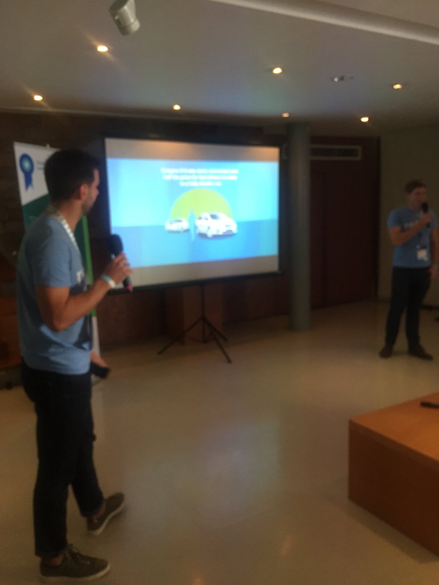 ClimateLaunch's tweet photo. Zero emission taxi-sharing which halves costs of drivers? Meet RentE from the UK. Now on stage 85% savings in CO2 emissions #CLP17 https://t.co/qAUt6Uq8cJ