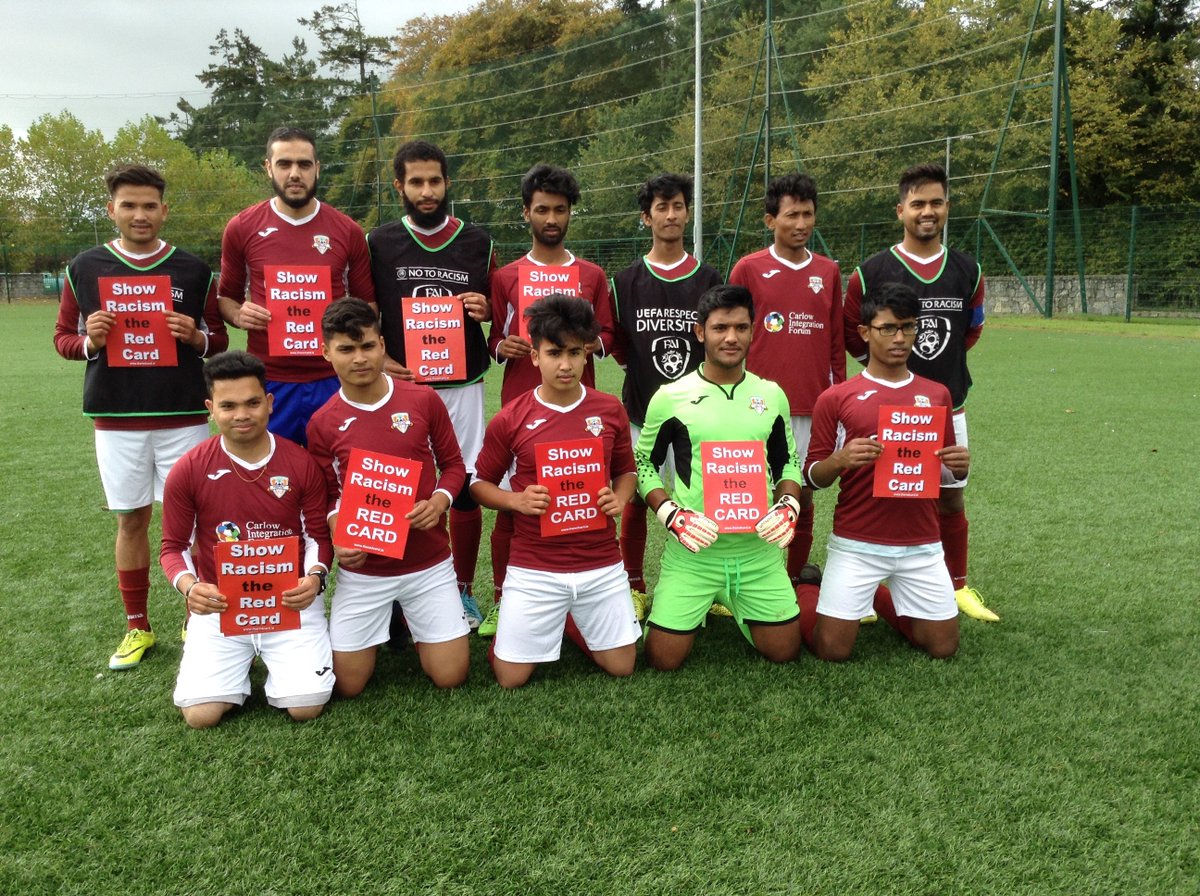 TheRedCard's tweet photo. @DublinDevilsFC and #Rohingya refugees @FAICarlow taking part in the FARE fortnight of action against racism and discrimination #corkrebels https://t.co/efTiOqFyT3