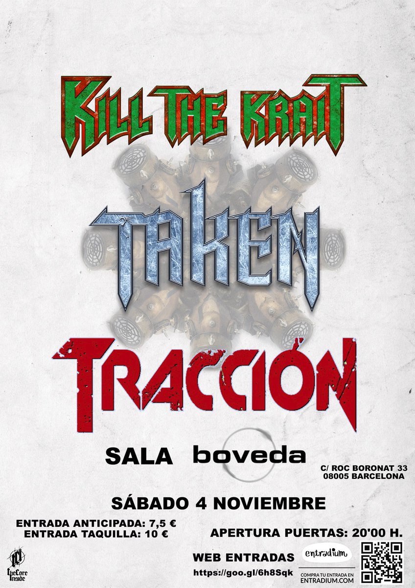 killthekrait's tweet photo. El 4 de noviembre volvemos a Boveda, de la mano de dos banzadas de pamplona. No os lo perdais!!! #killthekrait #Taken #Traccion https://t.co/5jnAMQ56uN