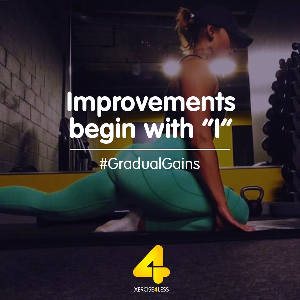 Xercise4Less's tweet photo. #TuesdayThoughts Improvements begin with 'I'. What #GradualGains will you be making in the next 2 weeks to help you achieve better results? https://t.co/B6BvalgCM9