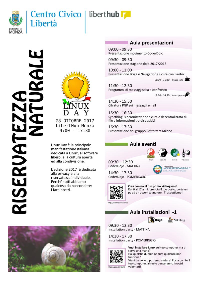#SaveTheDate #Linuxday17 a #Monza insieme a #Coderdojo