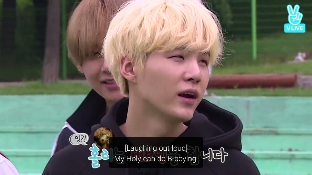 kimseokjinedd's tweet photo. min holly is superior of all lmao can do b-boying 😂 #BTS #yoongi #holly #run23 https://t.co/PvYCuLX2cp