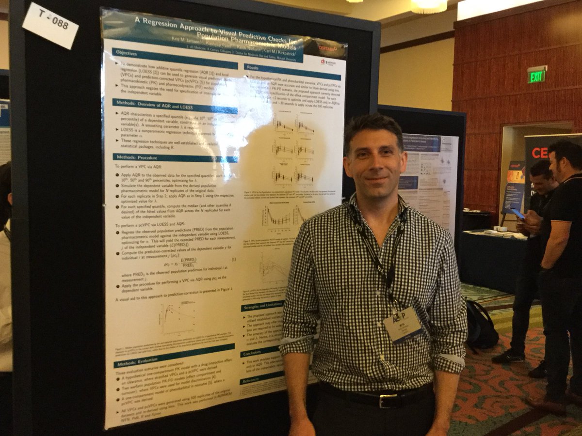 CarlkRx's tweet photo. A regression approach to VPCs for population pharmacometrics models being presented by Kris Jamsen. A joint Certara & Monash project #ACoP8 https://t.co/YKR95ao0m1