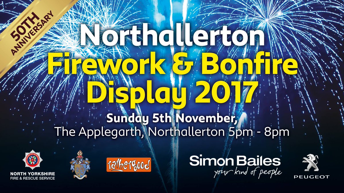 Join <a href="/sbpeugeot/">Simon Bailes Peugeot</a> at Northallerton's firework display at the Applegarth on November 5th from 5pm to 8pm! Details here: rathergoodradio.com/calendar/event…