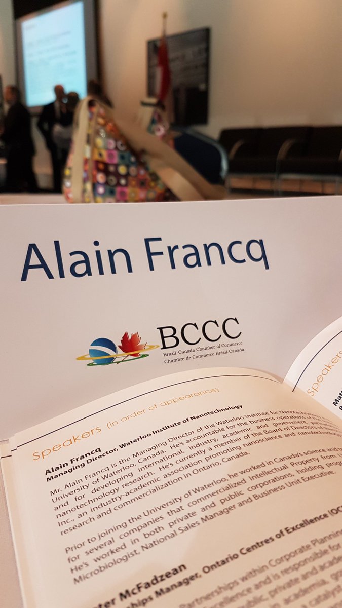 afrancq's tweet photo. On a panel discussing Nanotechnology research and commercialization between Canada &amp; Brazil. https://t.co/zq1lXdCZEJ