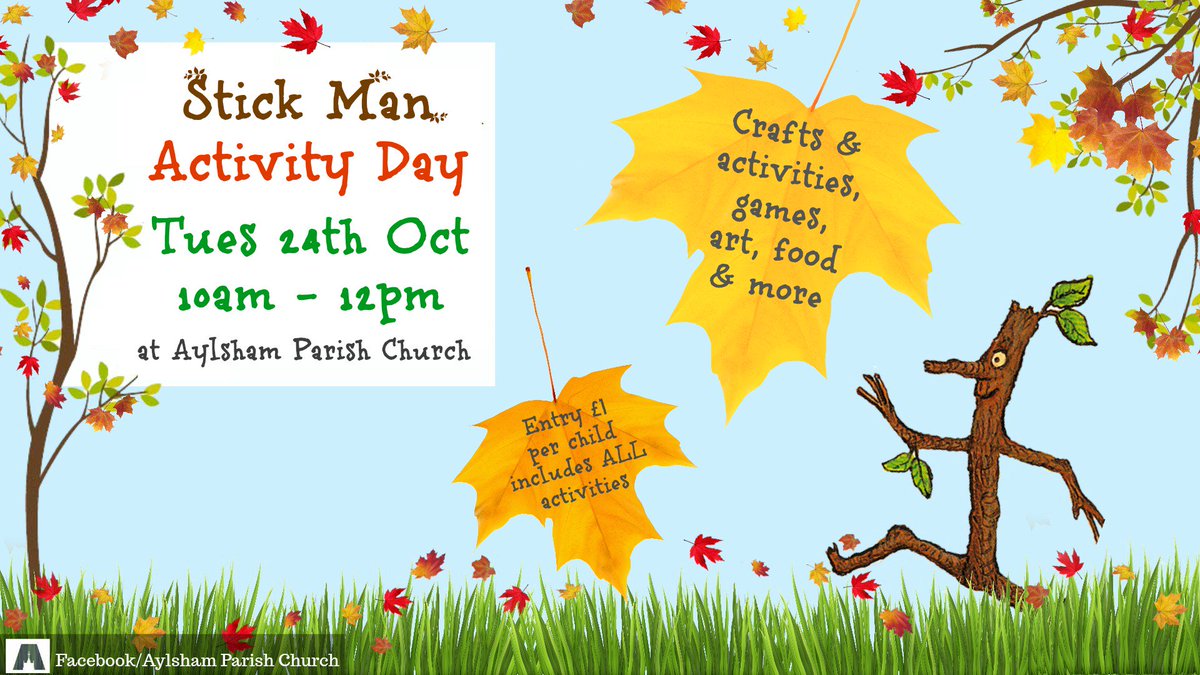 #HalfTerm #Stickman #Children's Activity 24 Oct 10am 
<a href="/MumsnetNorfolk/">Mumsnet Norfolk</a> <a href="/AStMichaelsSch/">Aylsham St Michael's</a> <a href="/BureValleySch/">Bure Valley School</a> @TACTrust <a href="/DioceseNorwich/">Diocese of Norwich</a>
<a href="/atnorfolk/">All Things Norfolk</a>