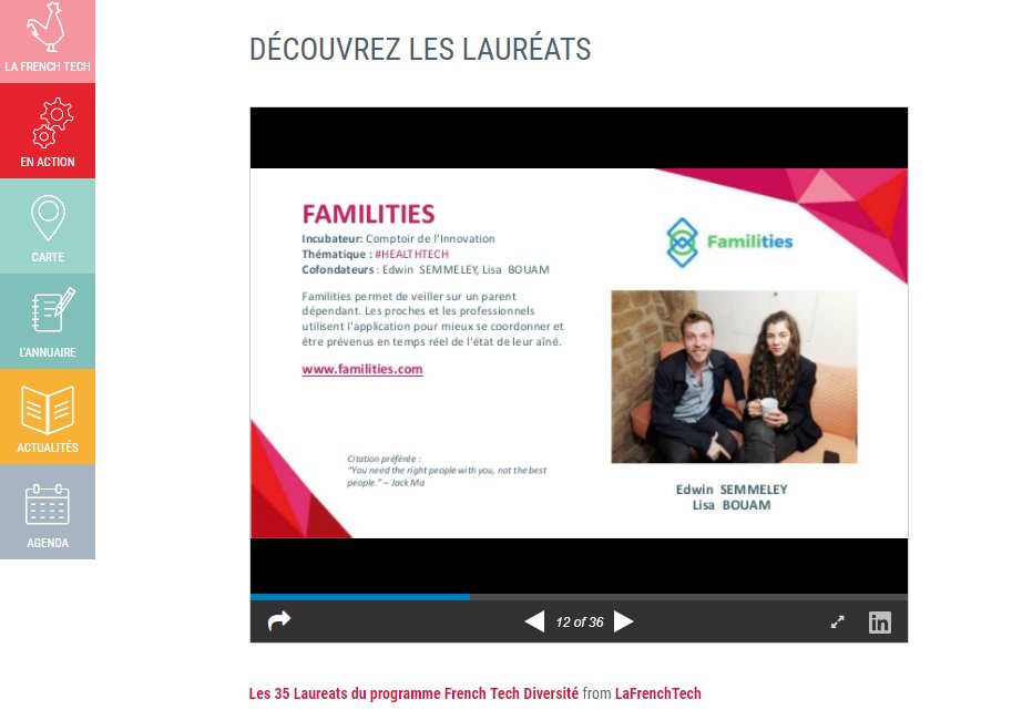 Familities's tweet photo. Fiers d'être lauréats de la Bourse  #frenchtechdiversite  remise par @mounir 😀😀😀 https://t.co/aquHLjhRrm
