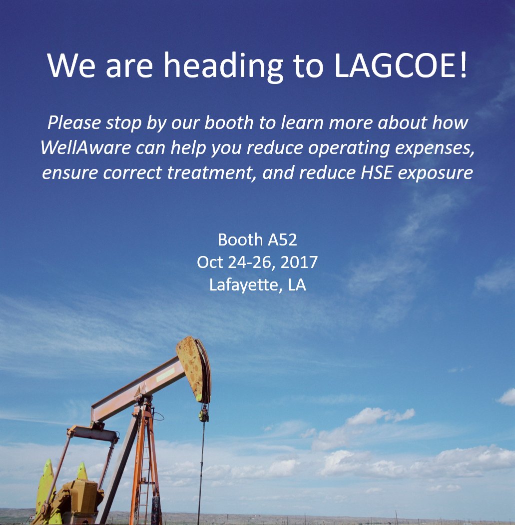 wellaware_us's tweet image. Looking forward to @LAGCOE next week! #oilandgas #tradeshow #betterdatabetterresults #digitaloilfield