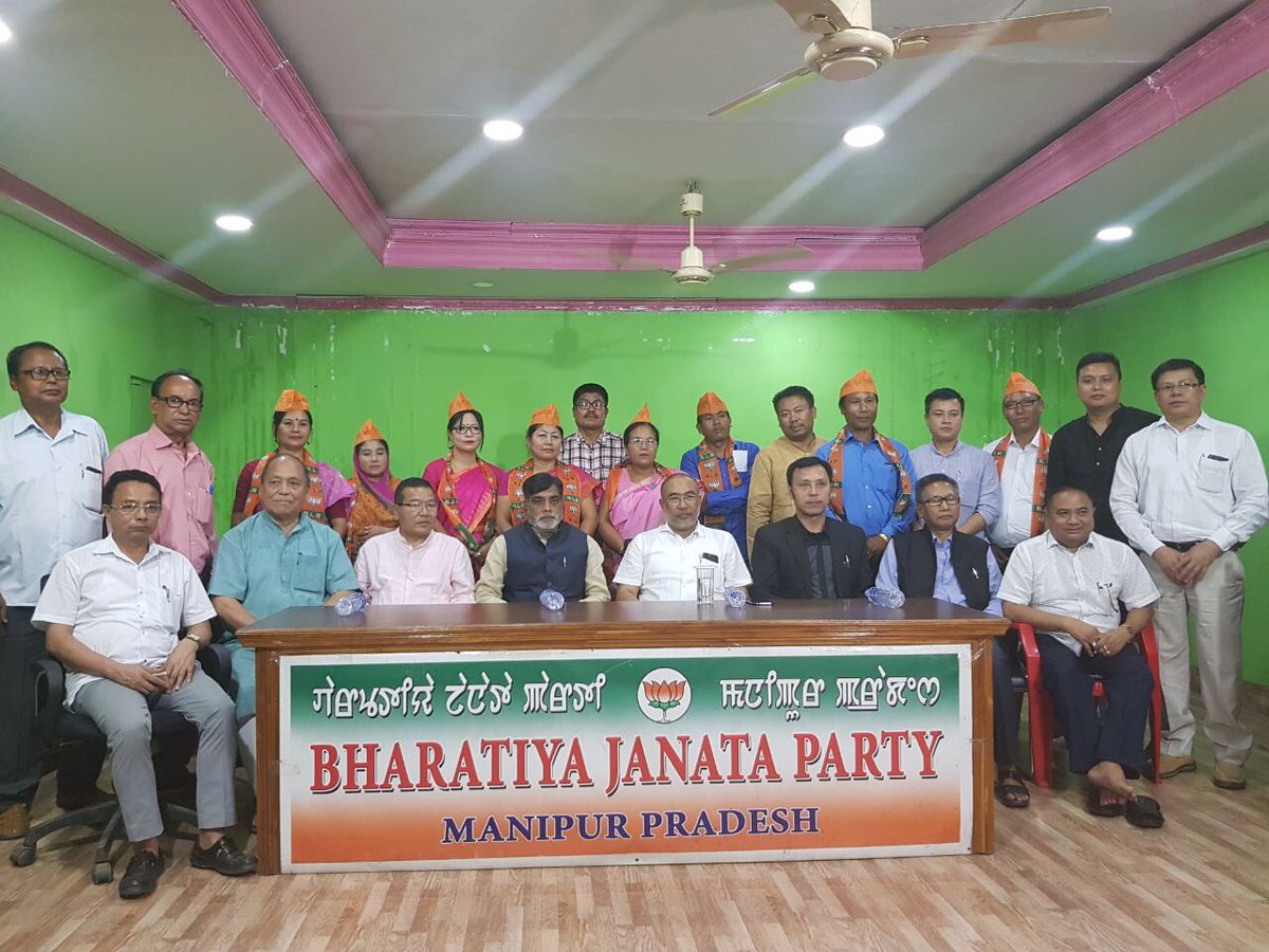 Eight Councillers including VP of thoubal MC ,the hometown of the former 15th years congress CM of Manipur left Cong &amp; joined BJP today .