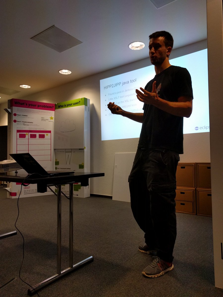 Hey, it's <a href="/fr3dg/">Fred G</a> at <a href="/JenkinsCologne/">JenkinsCologne</a> talking about moving Eclipse foundation projects from Hudson to Jenkins!