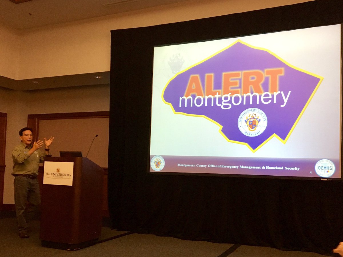 ReadyMontgomery's tweet photo. Happening now @ the #EMTechSummit: our Operations Chief Chuck Crisostomo is sharing info &amp; best practices from our Alert Montgomery system https://t.co/Qt4knM4Hrl