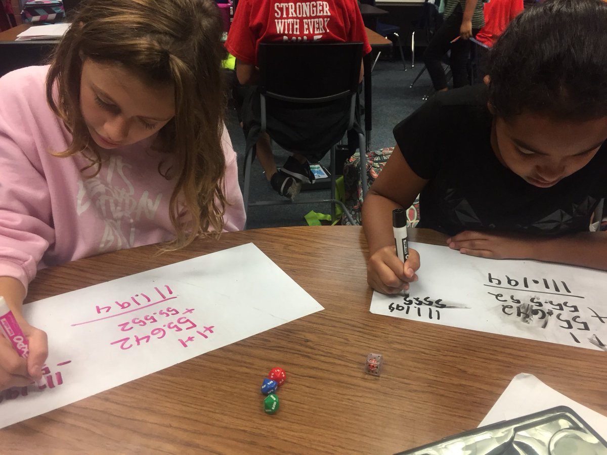 MrsSlaydon's tweet photo. Using dice to add and subtract decimals im small group. #Kleinmath #schultzshines #schultz5th https://t.co/GUqBcLfDq2