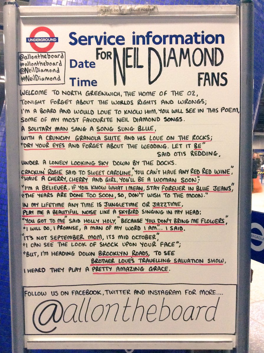 allontheboard's tweet photo. Neil Diamond π poem by @allontheboard #neildiamond #theo2 #theo2arena #allontheboard #visitlondon #london #neildiamondconcert #ub40 #setlist https://t.co/PPBrm2cffv