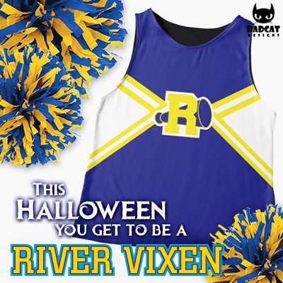 Bad_Cat_Designs's tweet photo. 🎃This #Halloween u get to be a #RiverVixen &amp; cheer 4 #Riverdale's Season 2! Get your #RiverdaleVixens tank top now @ https://t.co/AgDvFBVunt https://t.co/kdhv48d5wX