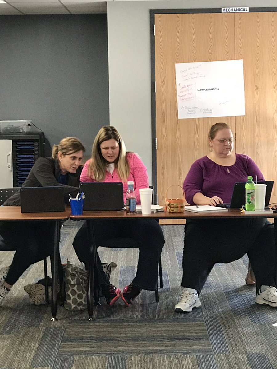 cbhorn1's tweet photo. Middle school teachers learning to change the culture of teaching and learning through the use of technology.  #elearning  #lovelearnlead https://t.co/rJbpz9wFxE