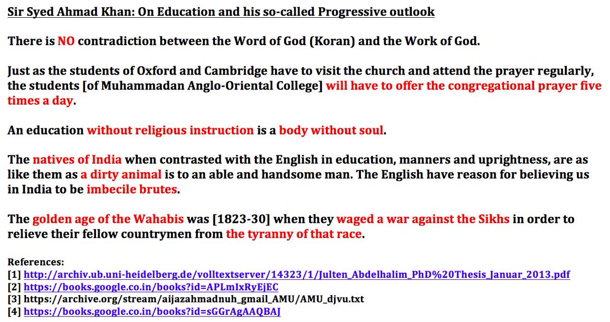 2/n Sir Syed Ahmad Khan, on Education and his so-called Progressive outlook.