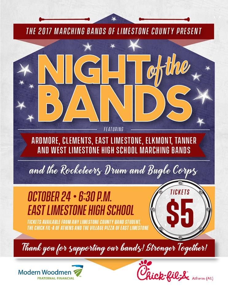 Athens_Tourism's tweet image. Tickets for the Night of the Bands at East Limestone can be purchased at The Village Pizza of East Limestone for $5 for this Oct 24 event