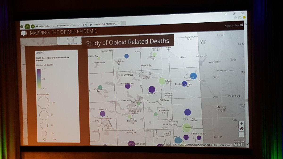 jam2167's tweet photo. ESRI Health GIS. Amazing presentation on opiate epidemics #Science of Where https://t.co/NuslK6zQU9