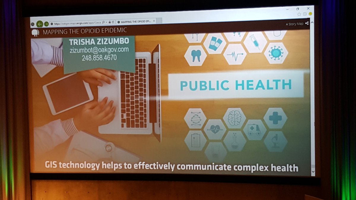 jam2167's tweet photo. ESRI Health GIS. Amazing presentation on opiate epidemics #Science of Where https://t.co/NuslK6zQU9