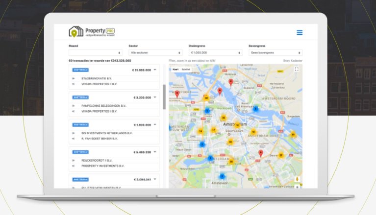 Nieuw initiatief PropertyPRO toont alle vastgoedtransacties vanaf €1 miljoen - vastgoedjournaal.nl/news/33461