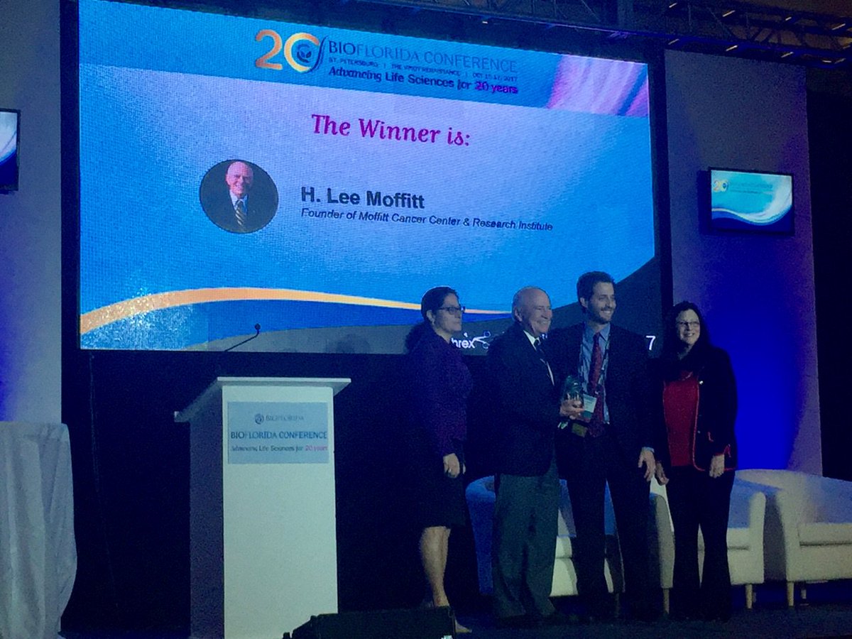 MoffittNews's tweet photo. Congratulations to @MoffittNews Founder, @LeeMoffitt, who was awarded the Lifetime Achievement Award from @BioFlorida this morning! #BioFL17 https://t.co/0oyQiAq2Vt