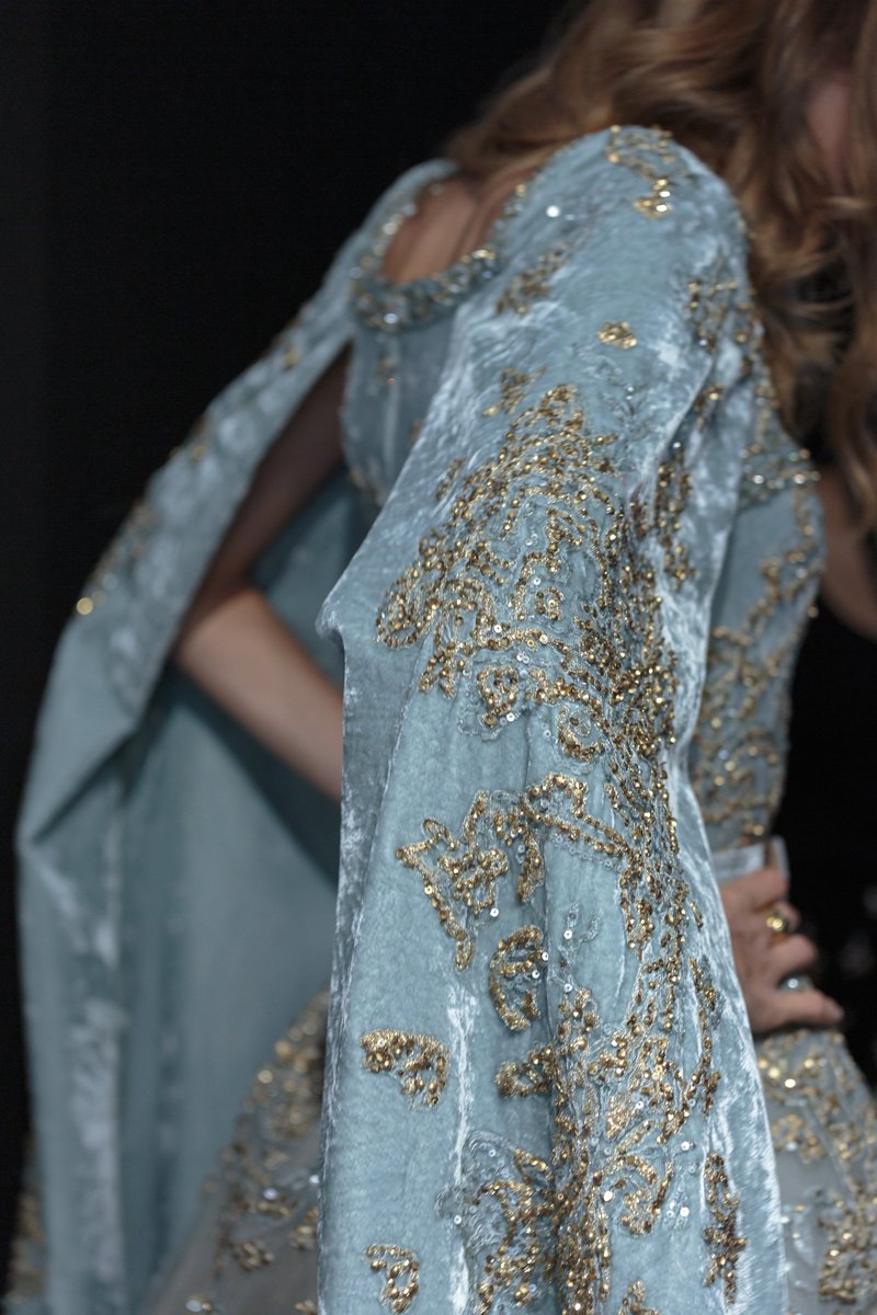 ElieSaabWorld's tweet photo. Like a feminine armor, long voluminous sleeves carefully sculpt the arms #ATaleOfFallenKings https://t.co/FS5Sy5D7t5