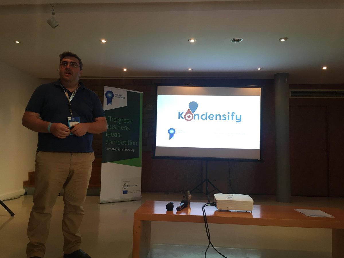 ClimateLaunch's tweet photo. Spain based kondensify found a new way to produce water from air #pitchingnow #CLP17 https://t.co/TShTVqhV6P