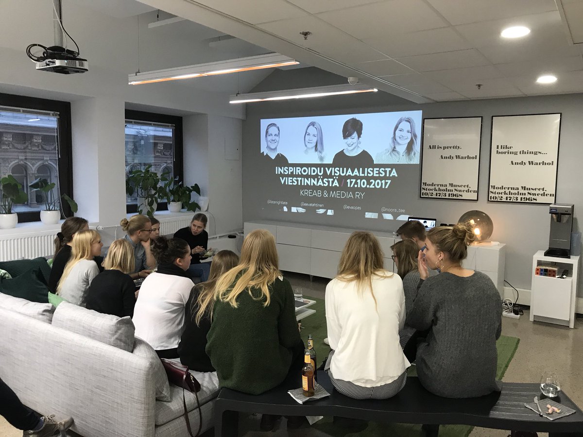 KreabHelsinki's tweet photo. Kohta alkaa @media_ry:n excu #viestintä https://t.co/BfghS2RYwn