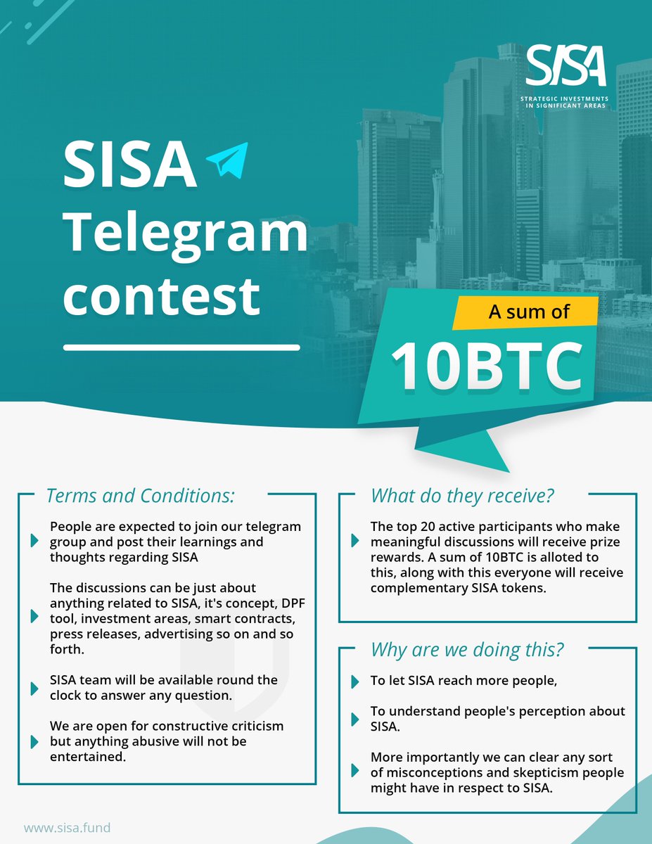 Sisa_fund's tweet photo. https://t.co/0aSRlVWEhr

#SISA #SISAFUND #SISACONTEST #ETHEREUM  #BLOCKCHAIN #ICO #DIVIDENDS #BITCOIN https://t.co/UDgPM7F6B2