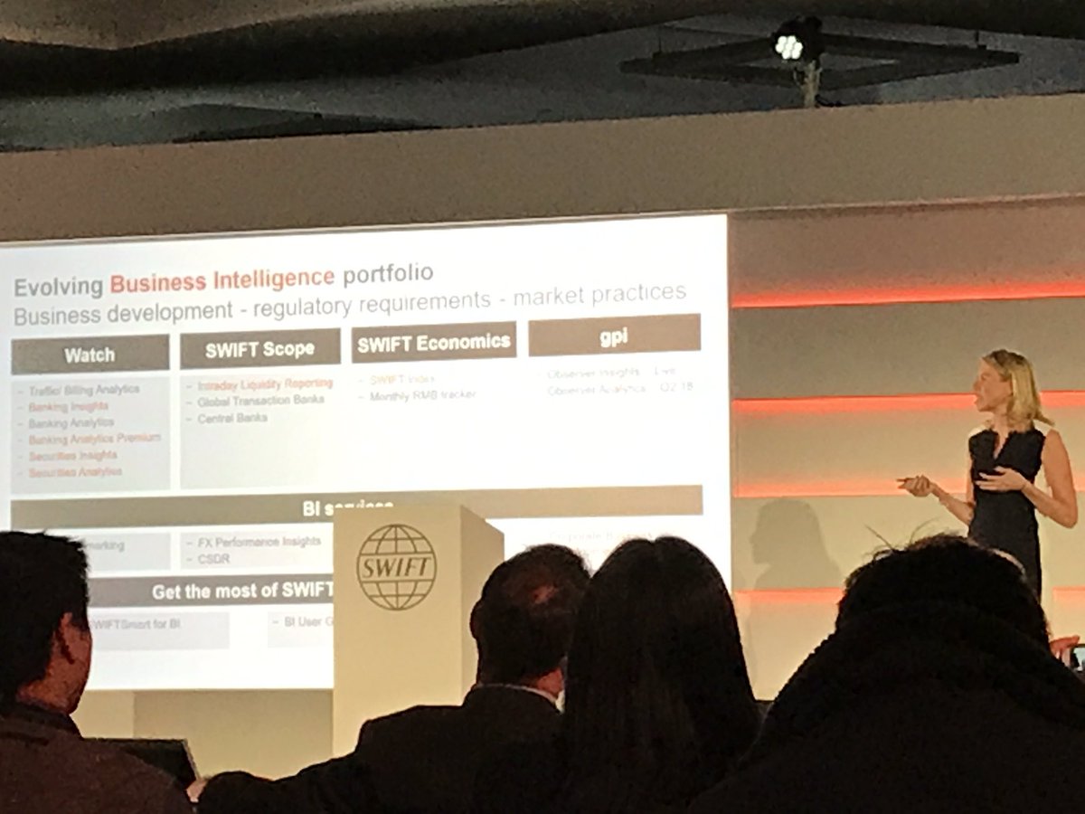 AntoniaSW's tweet photo. Learn about the evolving #SWIFTBI portfolio @Sibos #SWIFTAuditorium https://t.co/q5hon2Xxqx