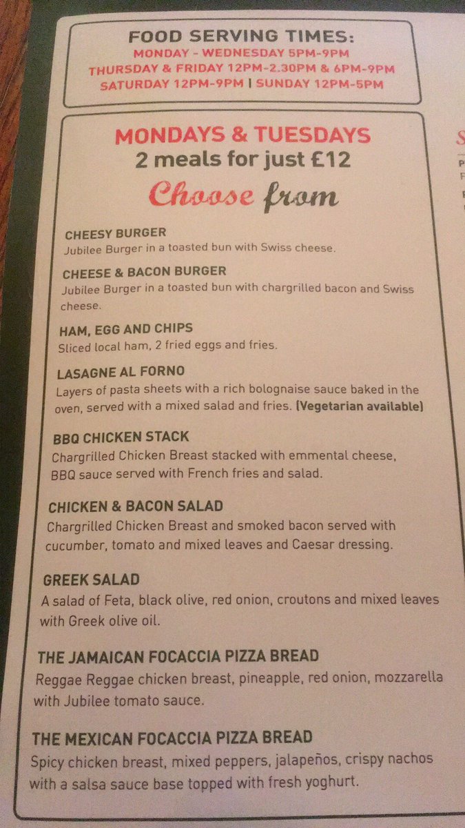 JubileeBourne's tweet photo. It’s 2 for £12 on select meals so why don’t you leave the washing up to us tonight... #FuelAndFood #jubclub https://t.co/4rAOvSDlpY