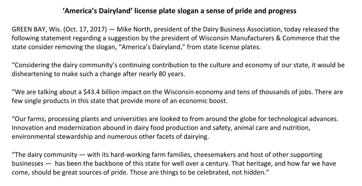briana_reilly's tweet photo. “The dairy community ... has been the backbone of this state for well over a century. ... Those are things to be celebrated, not hidden.” https://t.co/hZinqqybhy