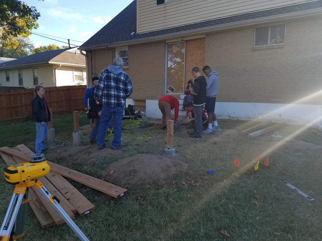 Deck footings this morning in Construction Trades class. 2xs as wide as post, 3 ft deep...learn something new ea day