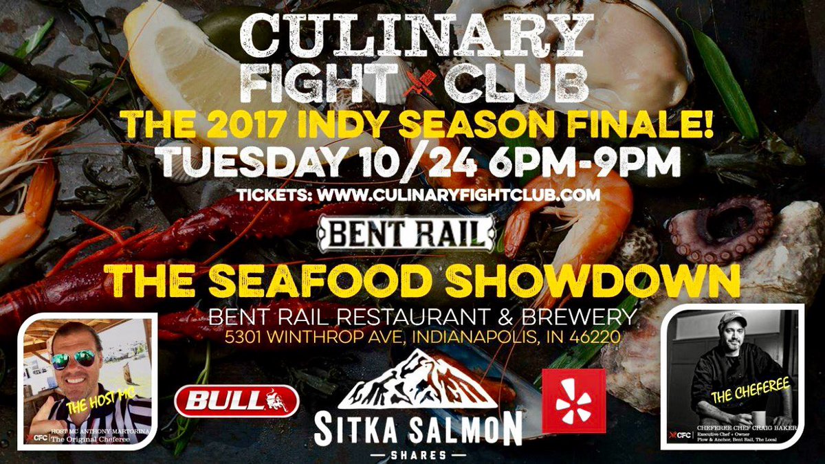 ChefFight's tweet photo. Are u ready Indy? 
It's the season finale for #CulinaryFightClub Indy &amp; 
it's a Seafood Showdown @bentrailbrewery 
https://t.co/yYuVbBwtrs https://t.co/qvA6RwheC1