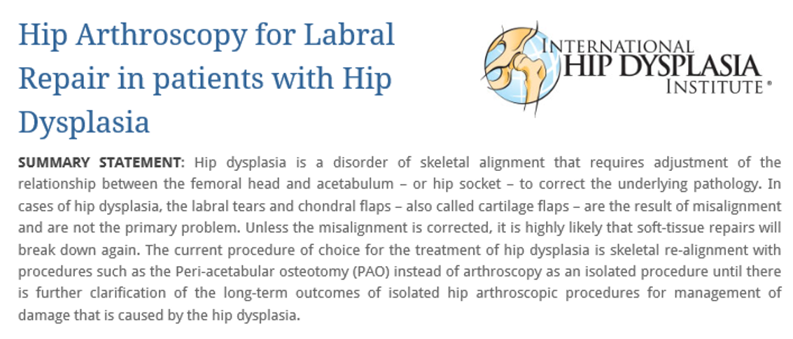 The IHDI's position on Labral surgery for Adult Hip Dysplasia hipdysplasia.org/for-physicians…