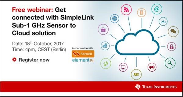 SensorToCloud's tweet image. Don&apos;t miss tomorrow&apos;s webinar covering the new @TXInstruments Sensor to Cloud dev kit from @element14 #SimpleLink #SensorToCloud #TIEmployee
